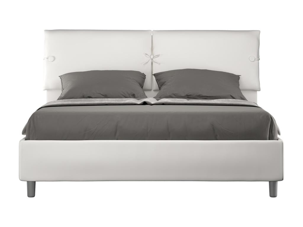 Doucezen 160x200 White Faux Leather Upholstered Storage Bed
