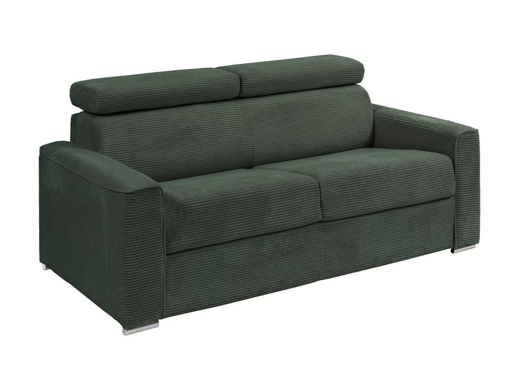 4-seater express convertible sofa in green corduroy - 160cm wide sleeping area - 18cm mattress - Doucezen