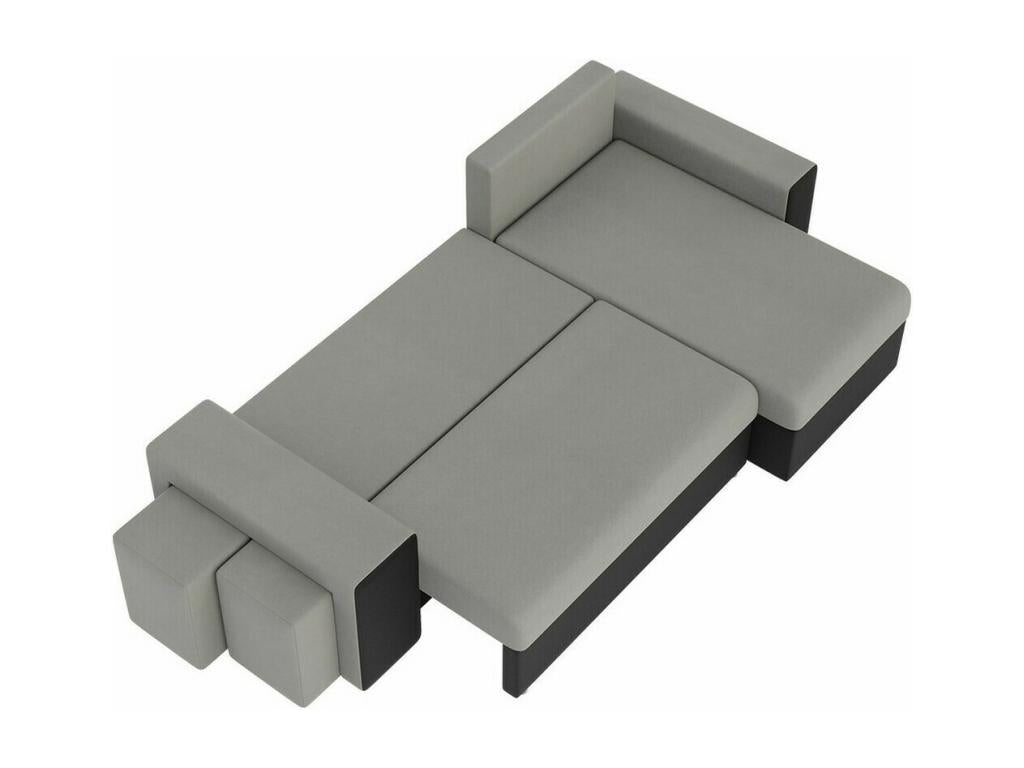 Doucezen 129 Black Corner Sofa with Sleeping Function and Bedding Box, 256x139x80cm