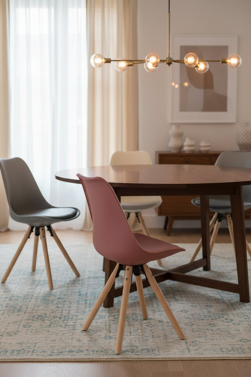 Set of 2 Doucezen Nordic Style Red Dining Chairs, 54 cm x 49 cm x 84 cm