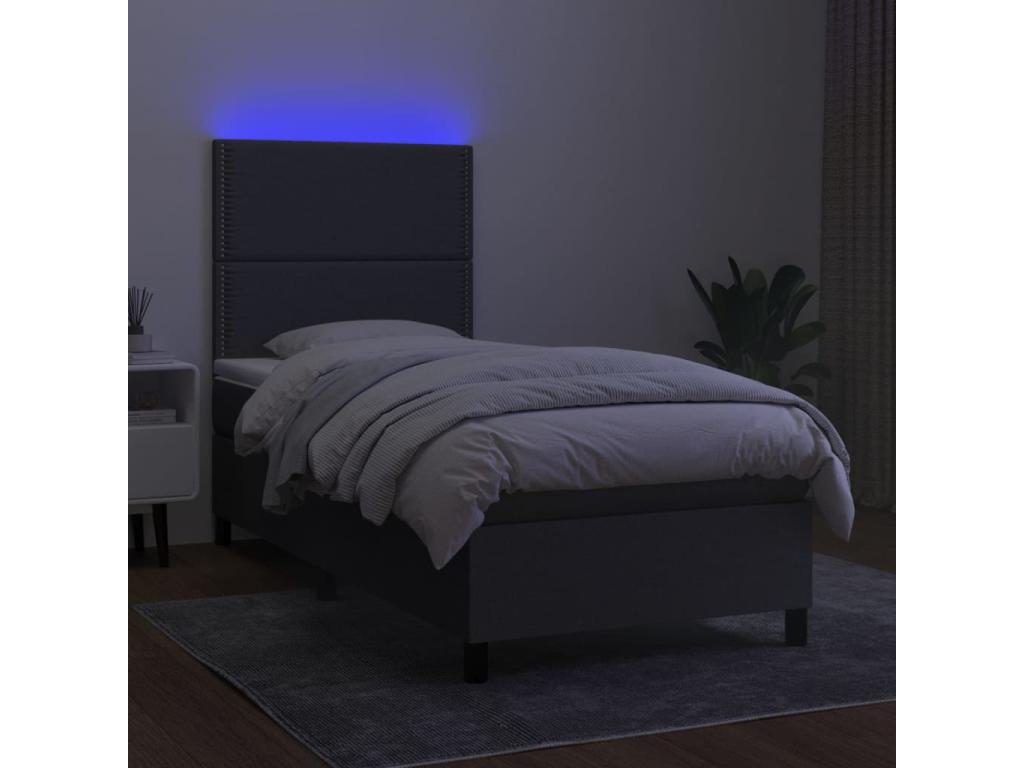 Doucezen bed base and mattress with LED lighting, dark grey, 100x200 cm