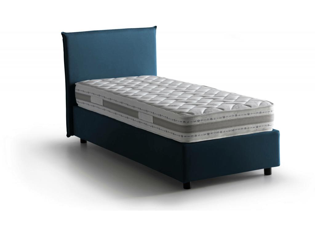 Doucezen Double Bed with Storage Bed with Fabric Upholstery, Made in Italy, Front Opening, Includes 140x190 cm Mattress, Blue