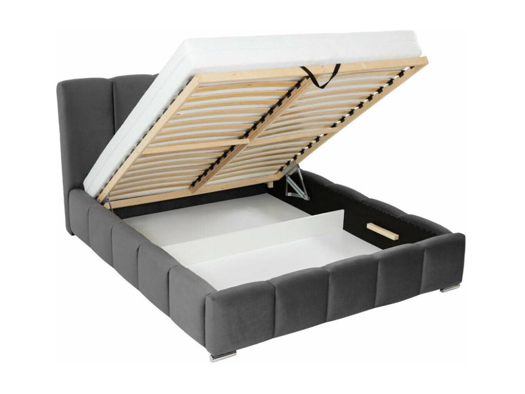 Doucezen 106 Double Grey Bed 180x200 Upholstered Slatted Base 200x222x112cm