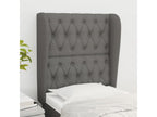 Headboard with wings, Dark Grey, 83x23x118/128 cm, Fabric