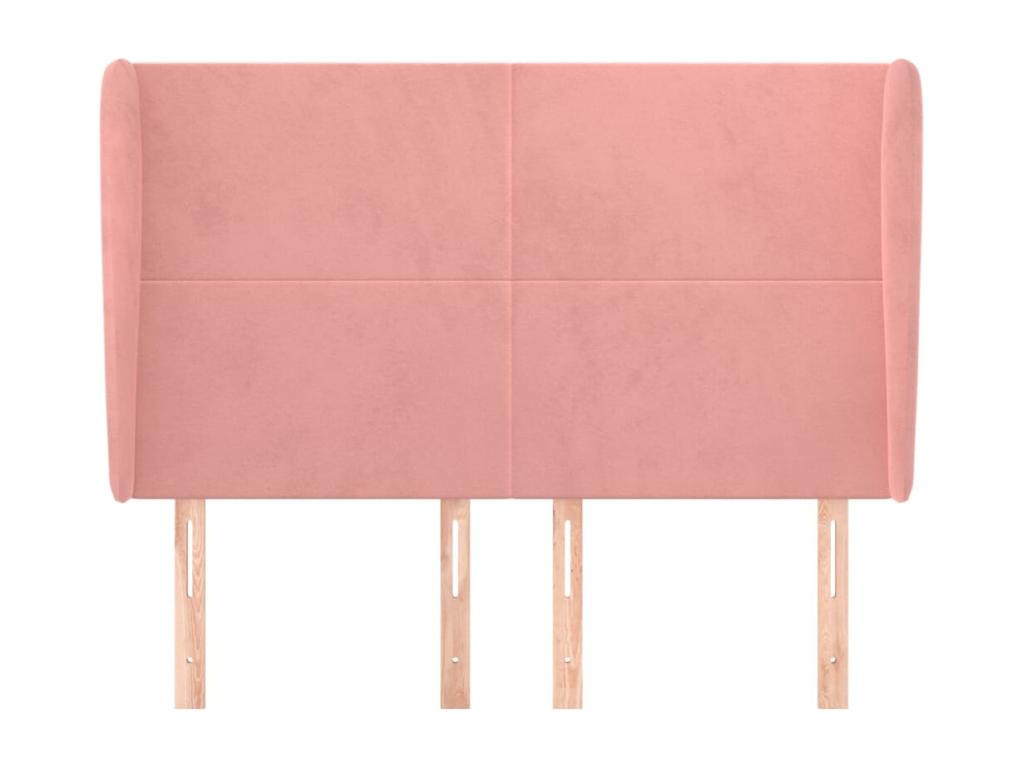 Headboard with wings, Pink, 147x23x118/128 cm, Velvet
