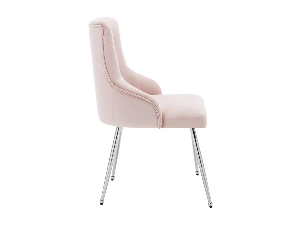 Set of 6 Velvet Upholstered Chairs with Cushions - Pink