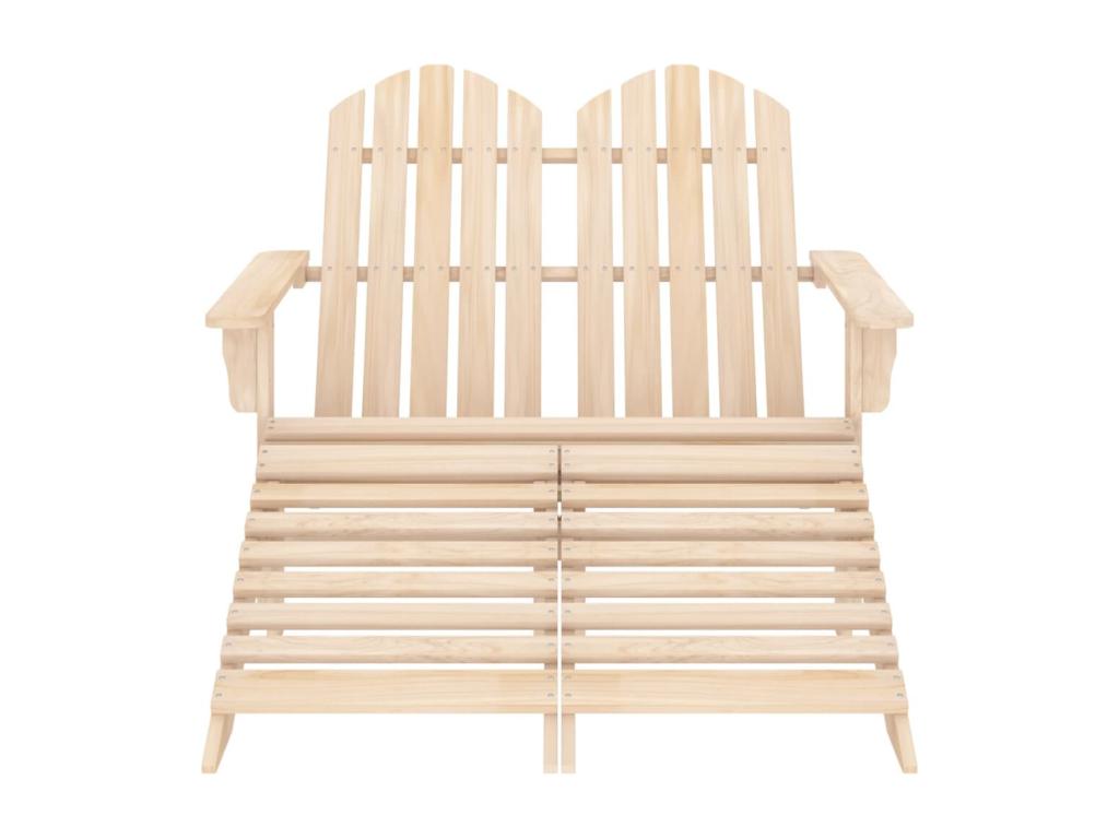 Doucezen 2-seater garden chair and fir wood footrest
