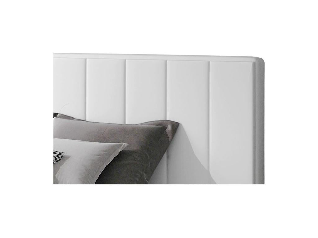 Doucezen Luxury Upholstered Bed in Faux Leather - White - 140x200cm - Version with Slatted Base