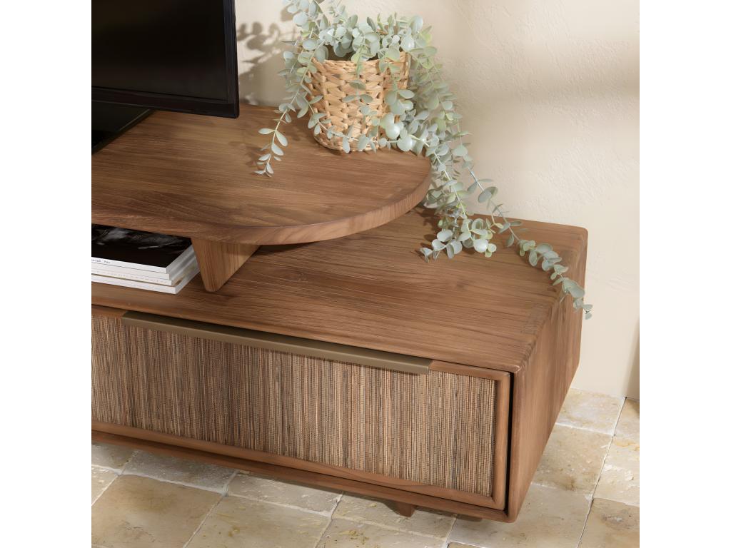 Doucezen - Modular TV unit 140x40cm with 2 drawers in recycled teak wood