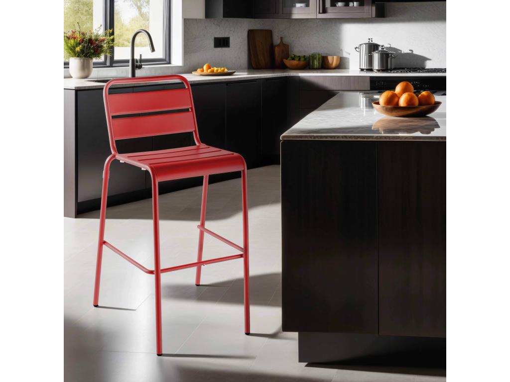 Red metal high chair - Vertchez