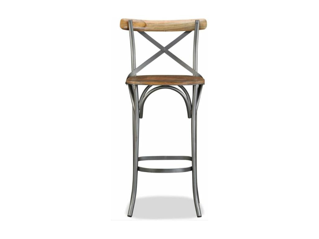 Doucezen solid mango wood and grey metal bar stool
