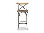 Doucezen solid mango wood and grey metal bar stool