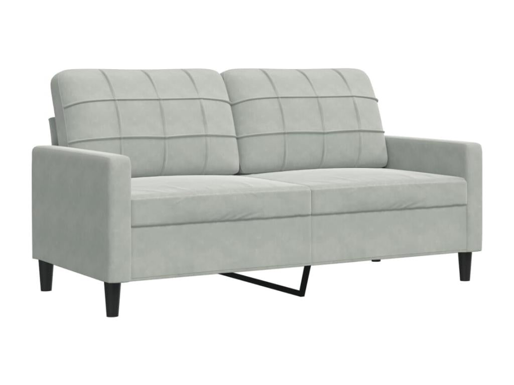 3-piece sofa set with cushions, light grey velvet