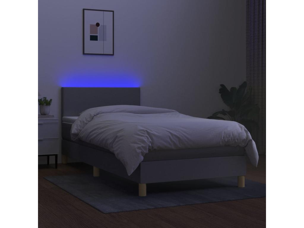 Doucezen bed base with mattress and LED, light grey, 90x200cm
