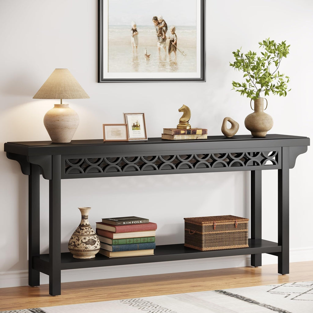 70.8 Inch Farmhouse Solid Wood Long Console Table Sofa Table