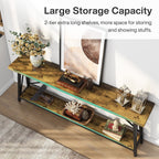 70.9 Inch Extra Long Sofa Table, Industrial Entry Console Table