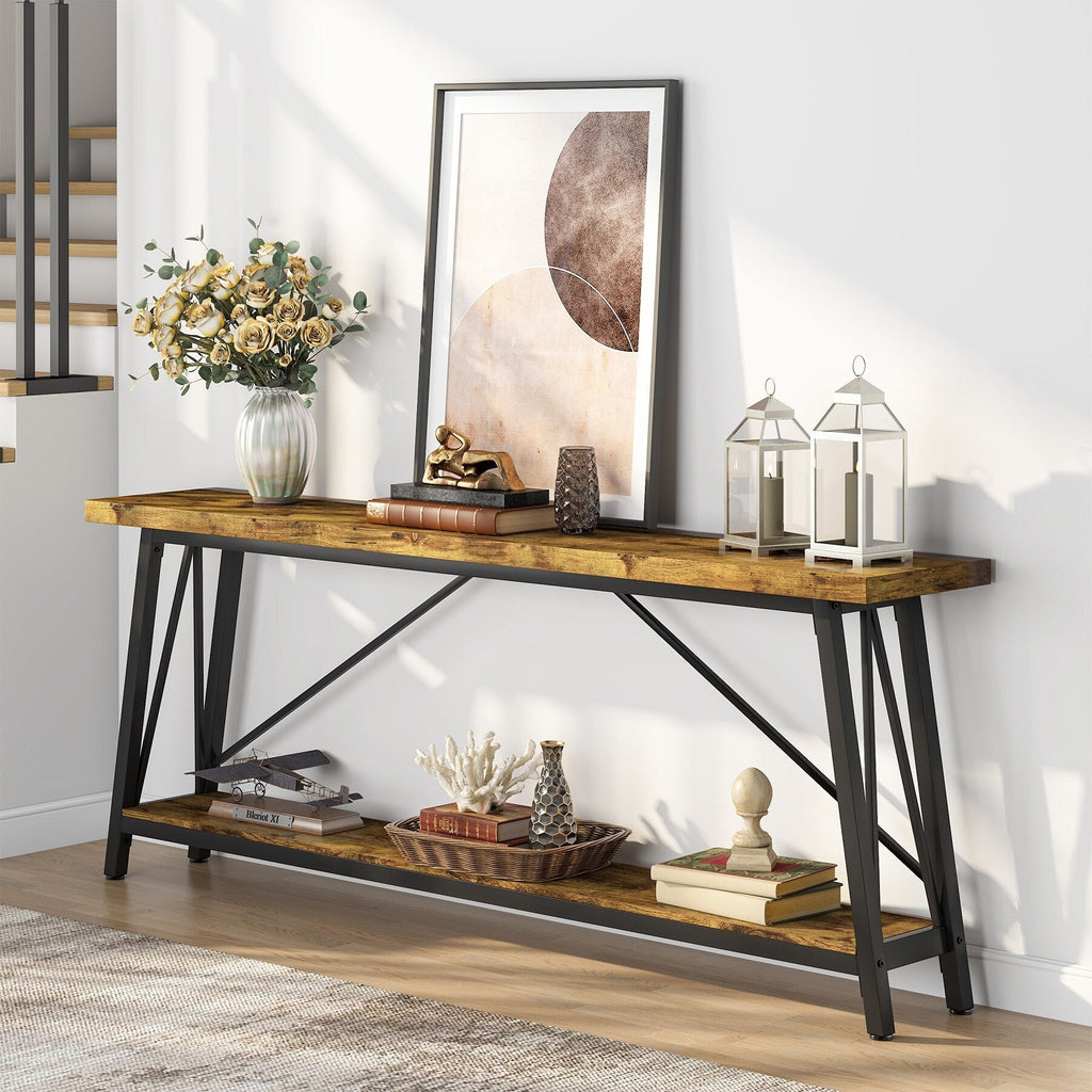 70.9 Inch Extra Long Sofa Table, Industrial Entry Console Table