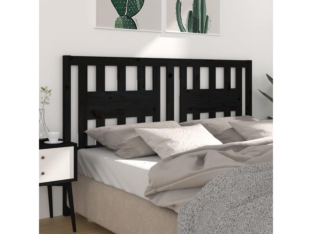 Black Headboard 166x4x100 Solid Pine Wood