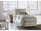 Doucezen Single Bed, Storage Bed with Fabric Upholstery, Made in Italy, Front Opening, Includes 80x200 cm Mattress, Beige