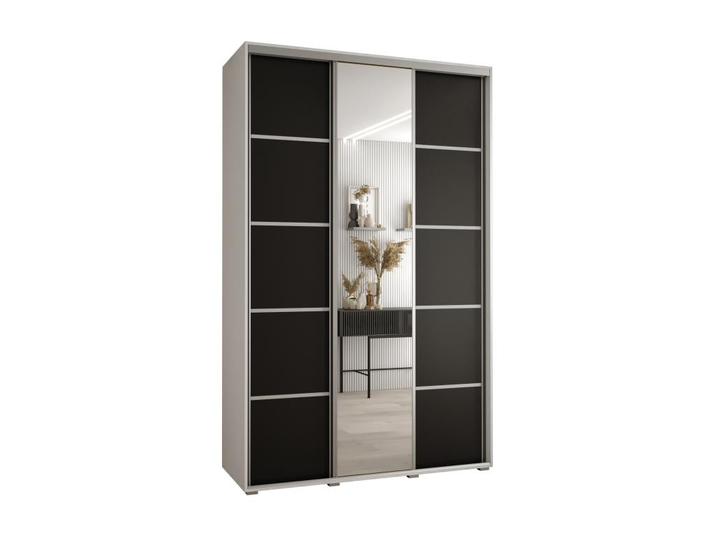 Doucezen 5 Sliding Door Wardrobe 235.2/160/60 3 Doors White/Black/Silver