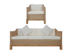 2-piece sofa set with cushions, natural rattan