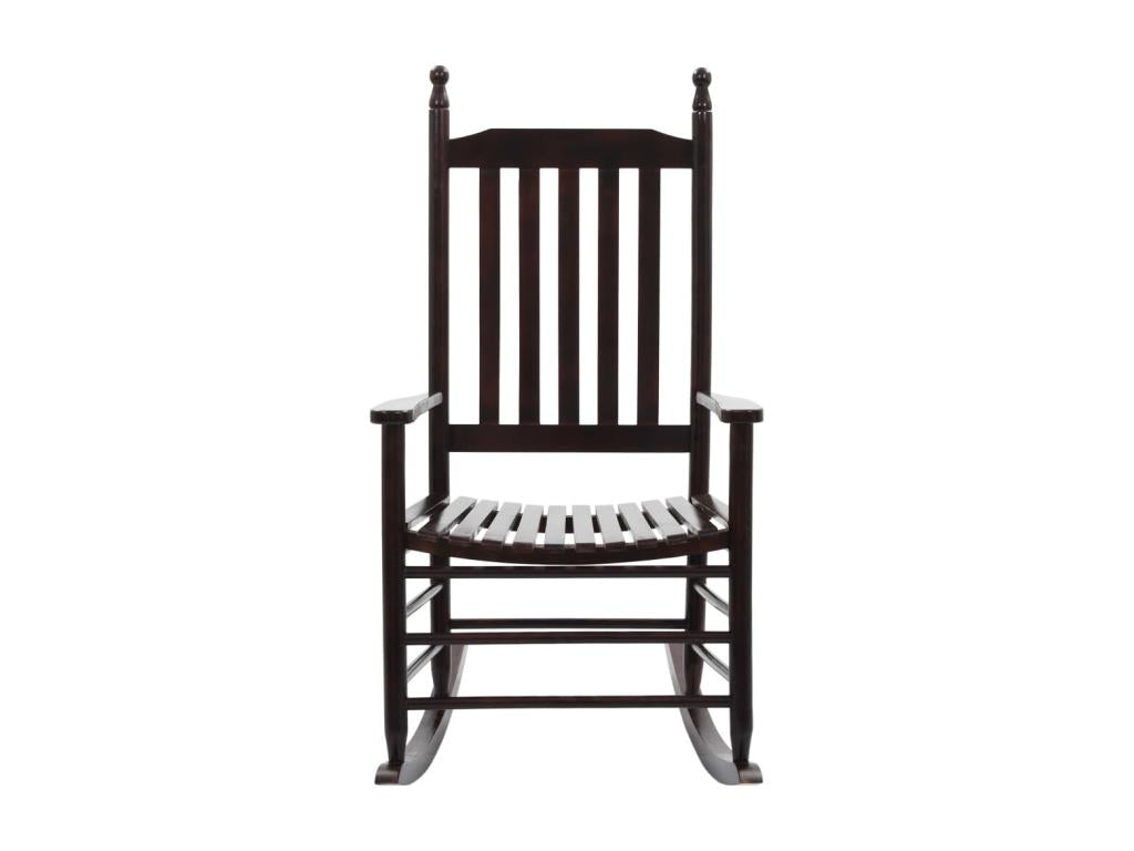 Rocking chair with curved seat, brown poplar wood