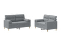 2-piece sofa set with light grey fabric cushions