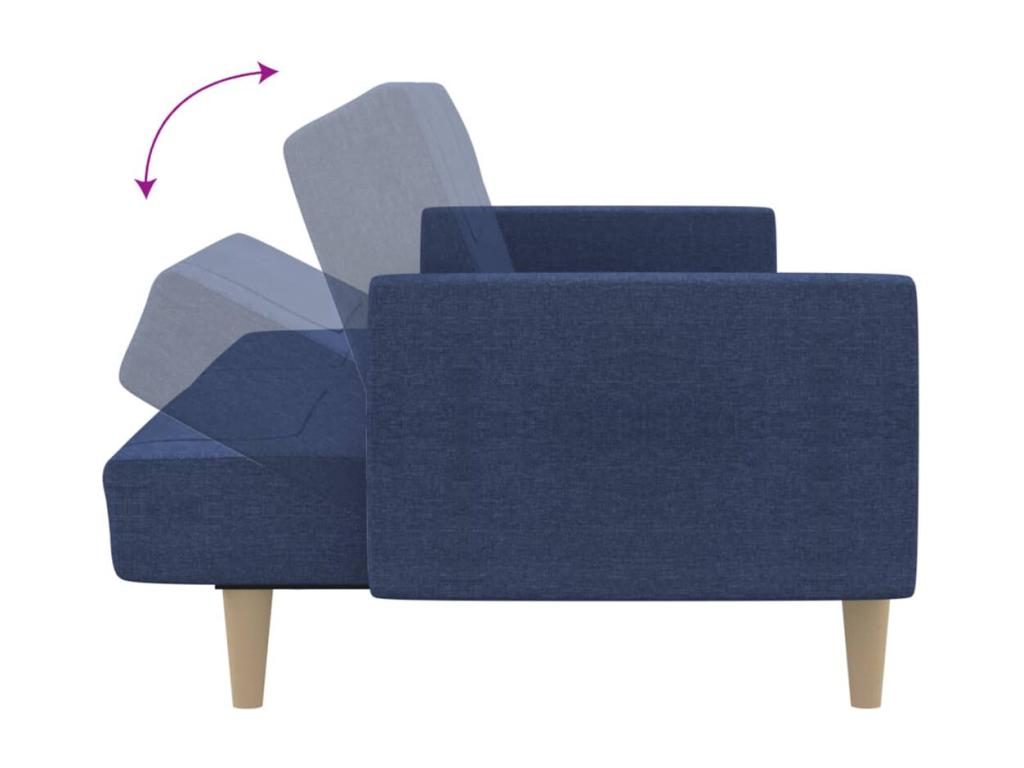 Blue fabric 2-seater sofa bed