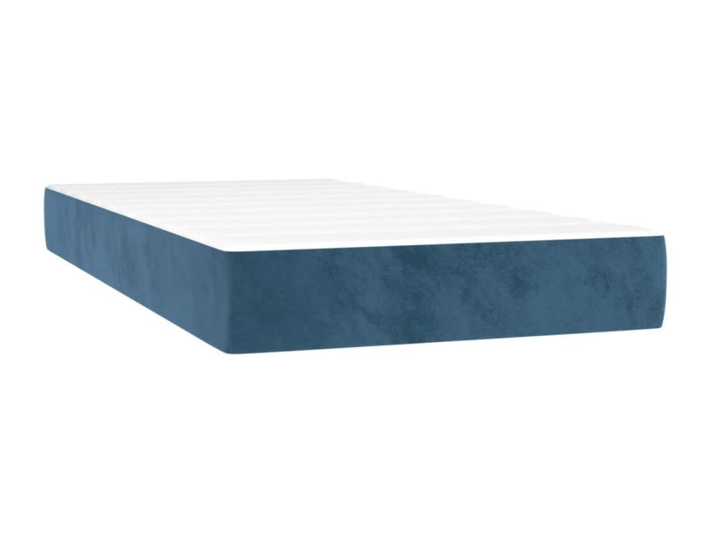 Upholstered bed base and mattress, dark blue, 80x200 cm, velvet