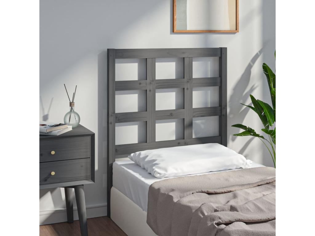 Grey Headboard 80.5x4x100 cm Solid Pine Wood
