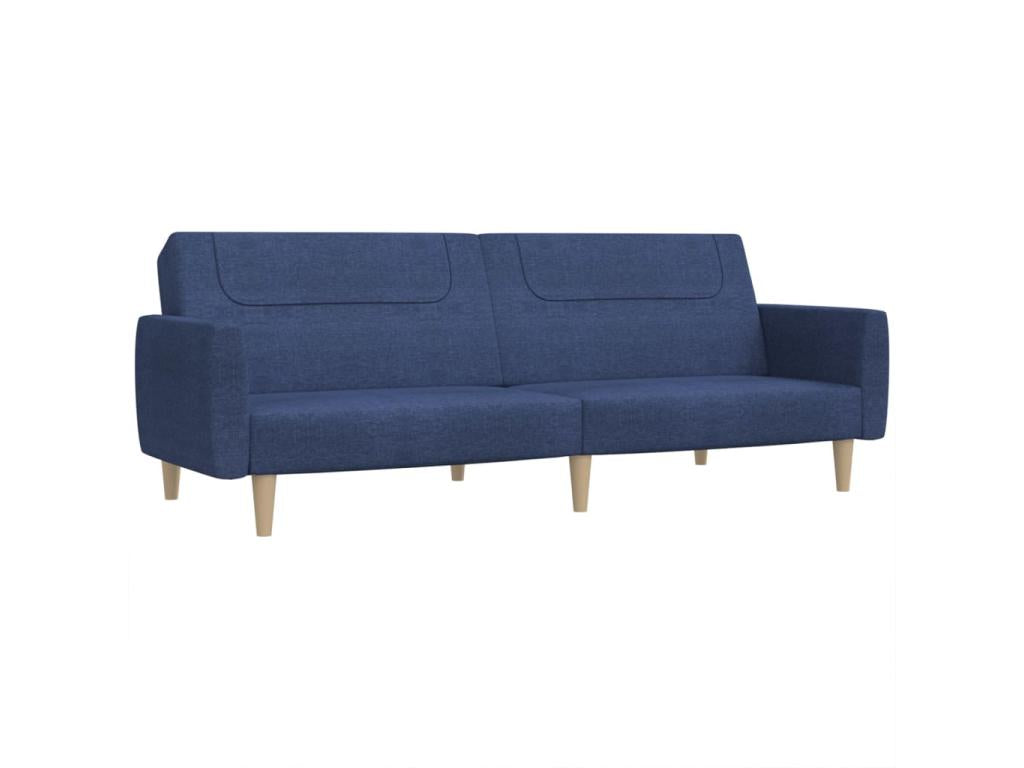 Blue fabric 2-seater sofa bed