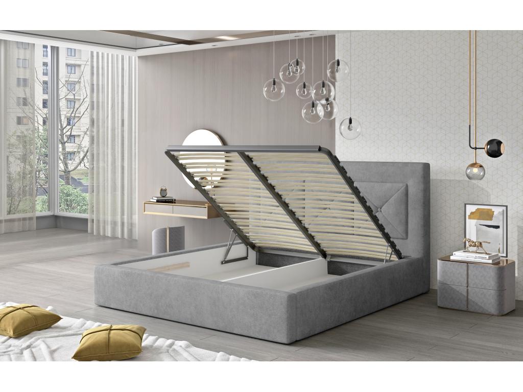 Doucezen upholstered double bed in black fabric - 180x200cm - Storage compartment version