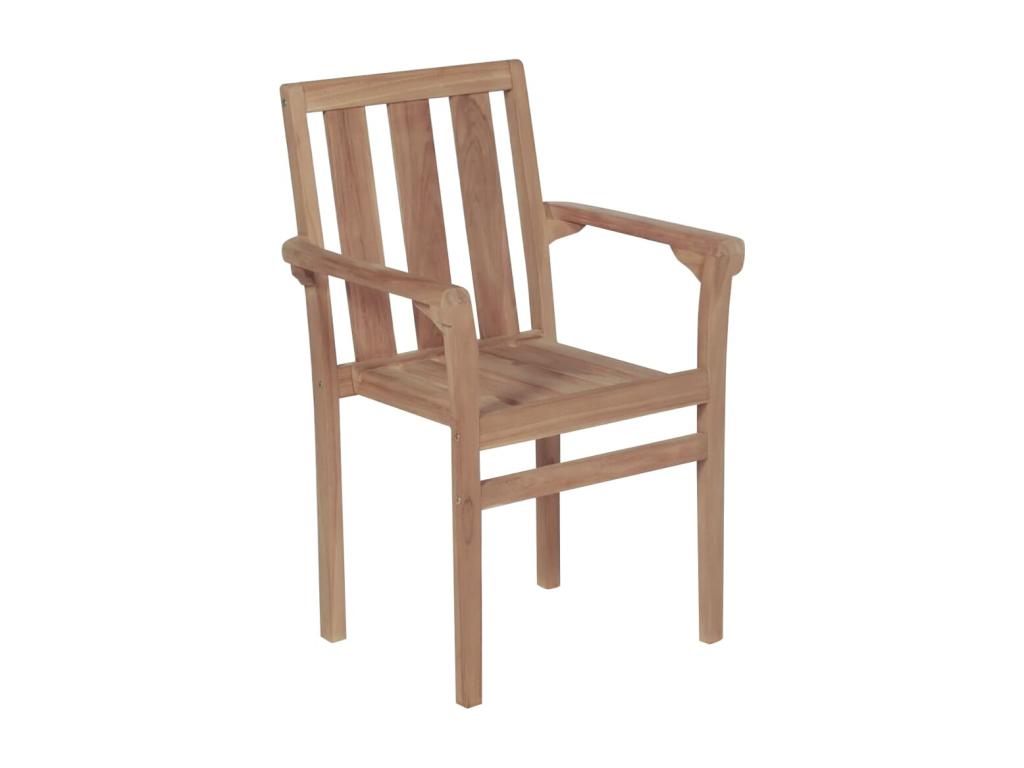 Stackable garden chairs, 4 pieces, solid teak wood