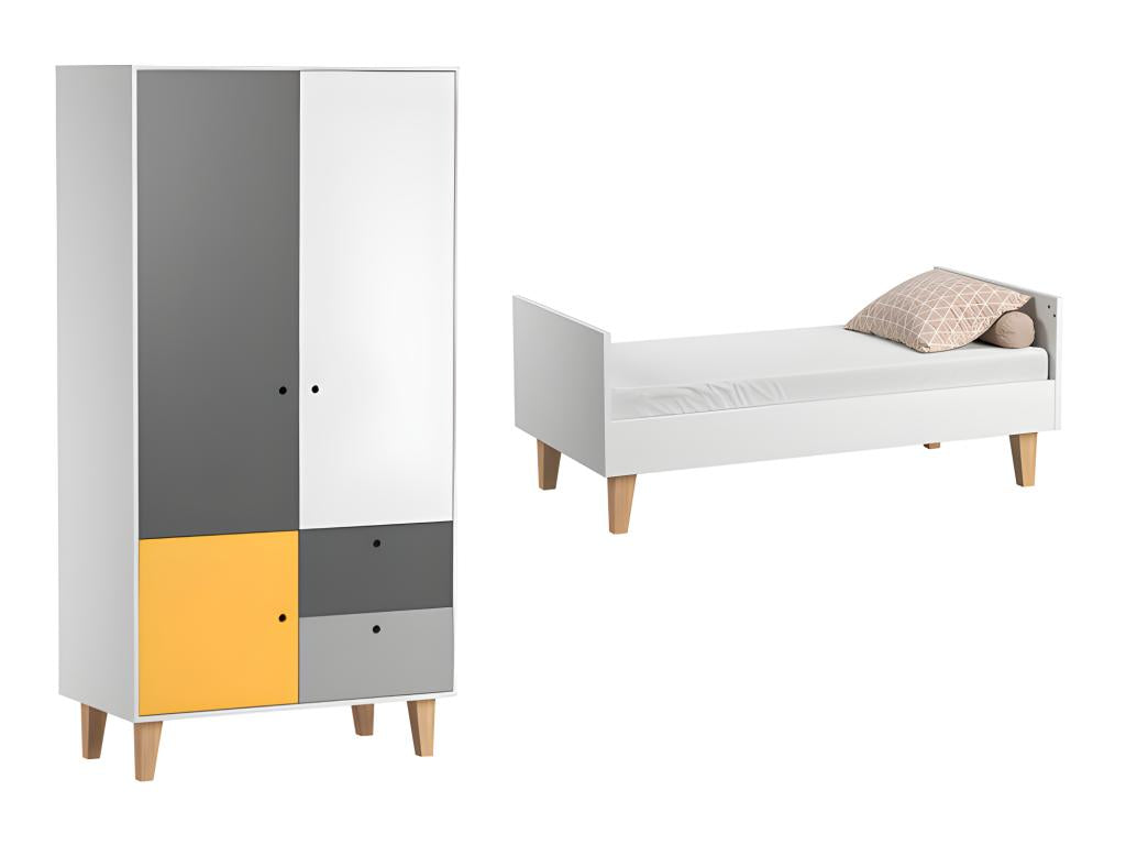 Convertible baby cot and Doucezen Yellow wardrobe