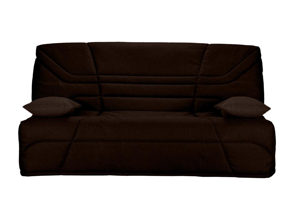 Fabric click-clack sofa with storage, Doucezen 14cm mattress, Bakoa 193cm - Dark Brown