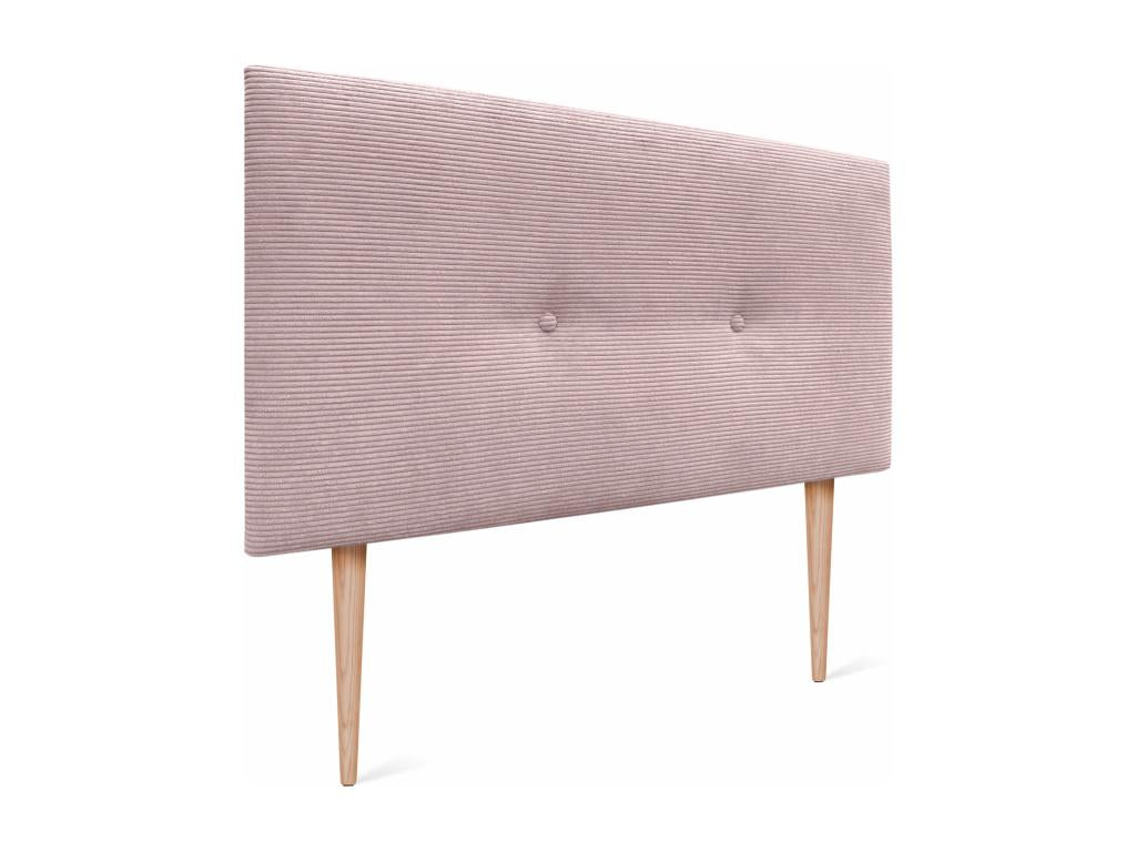 Doucezen Plain Corduroy Headboard with Buttons 135x105 with Bed Legs 120/135/140 - Pale Pink
