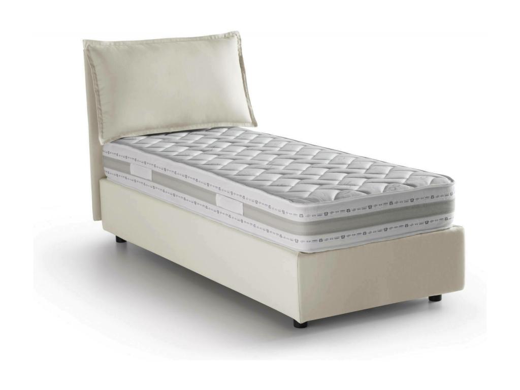 Doucezen Single Bed, Storage Bed with Fabric Upholstery, Made in Italy, Front Opening, Includes 80x200 cm Mattress, Beige