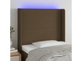 LED Headboard, Dark Brown, 103x16x118/128 cm, Fabric