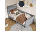 Single daybed 90x200 cm - with USB - linen fabric - Grey