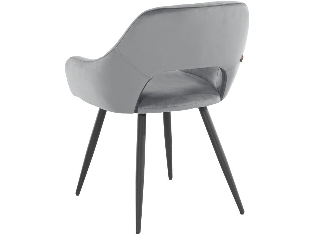 Flower 1 - Set of 2 upholstered dining chairs in grey velvet