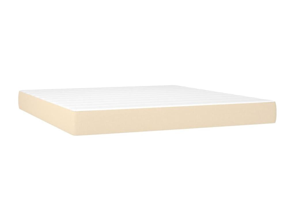 Upholstered bed base with mattress, Cream, 160x200 cm, Fabric