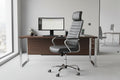 Office chair - Faux leather / Chrome-plated metal - Grey - Doucezen