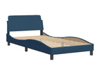 Bed with blue mattress 100x200 cm fabric