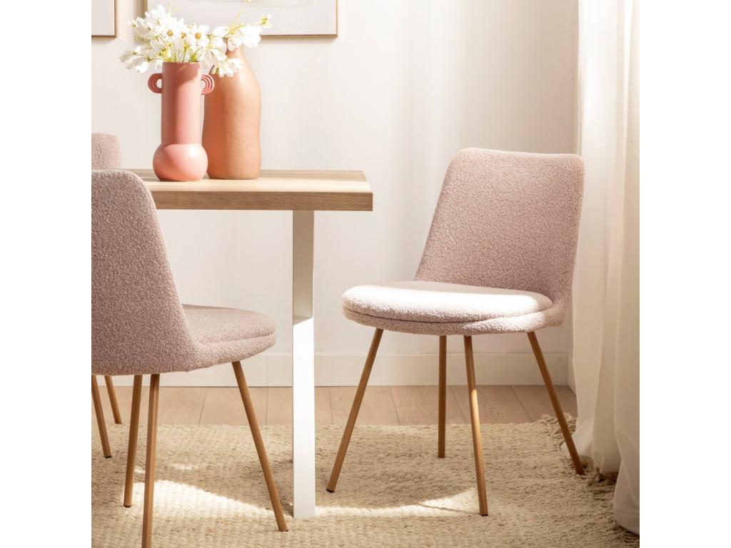 Nude pink bouclé dining chair 46x83 cm - Doucezen