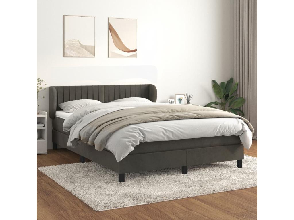 Doucezen bed base and mattress, dark grey, 140x190cm, velvet