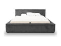 Upholstered bed with storage - 120x200 - double bed - ribbed - grey - Doucezen