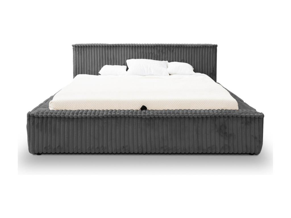 Upholstered bed with storage - 120x200 - double bed - ribbed - grey - Doucezen