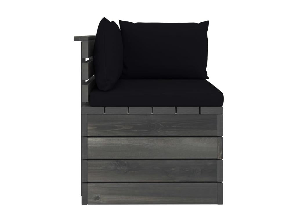 Two-seater garden pallet sofa with cushions, pine wood