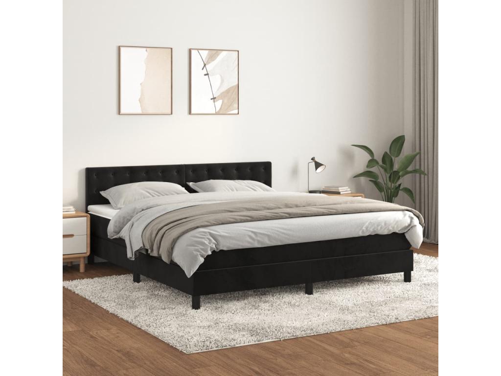 Doucezen bed base and mattress, black, 160x200 cm, velvet