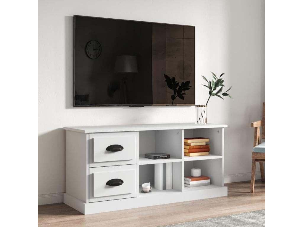 White TV stand 102x35.5x47.5 cm engineered wood